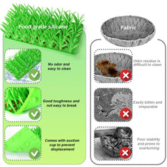 Palksky silicone grass mat green grass detail – realistic texture enhances foraging appeal.