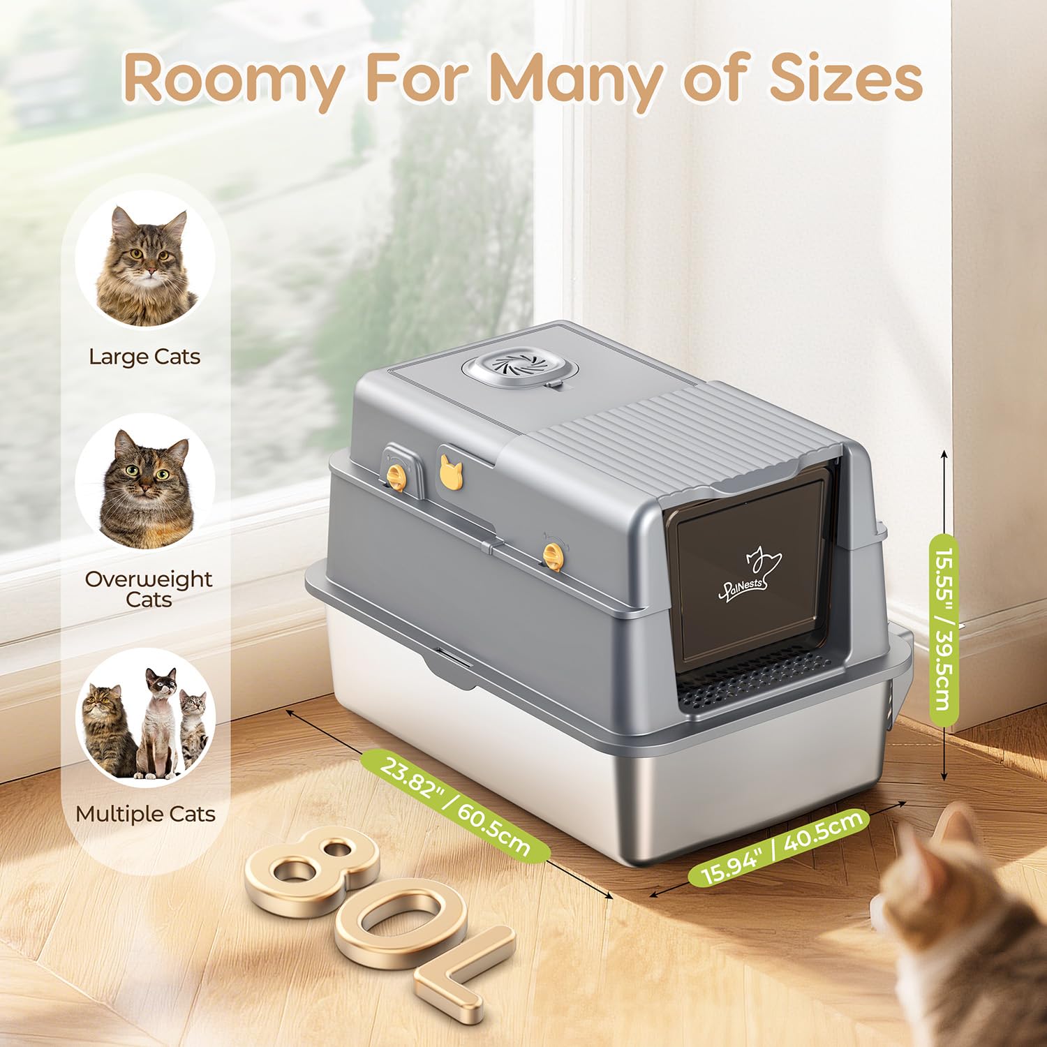 PalNests L7 Pro includes scoop, mat, and Litter Companion for maintenance