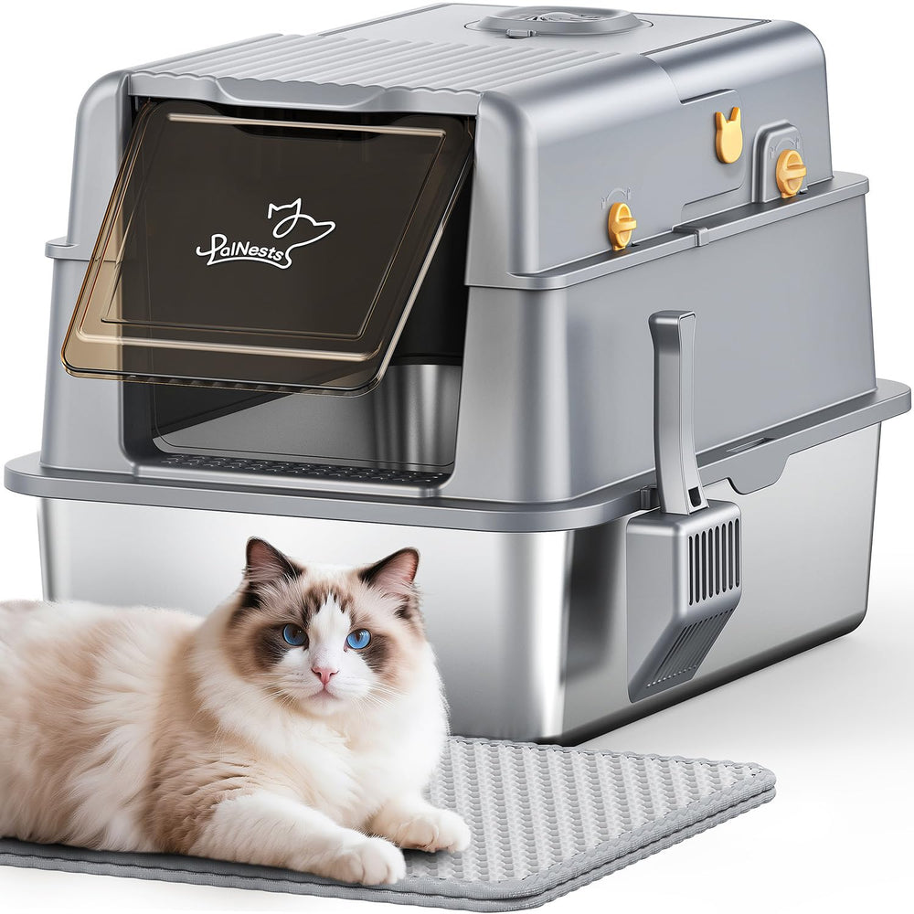 PalNests L7 Pro stainless-steel-litter-box showing durable, easy-to-clean surface