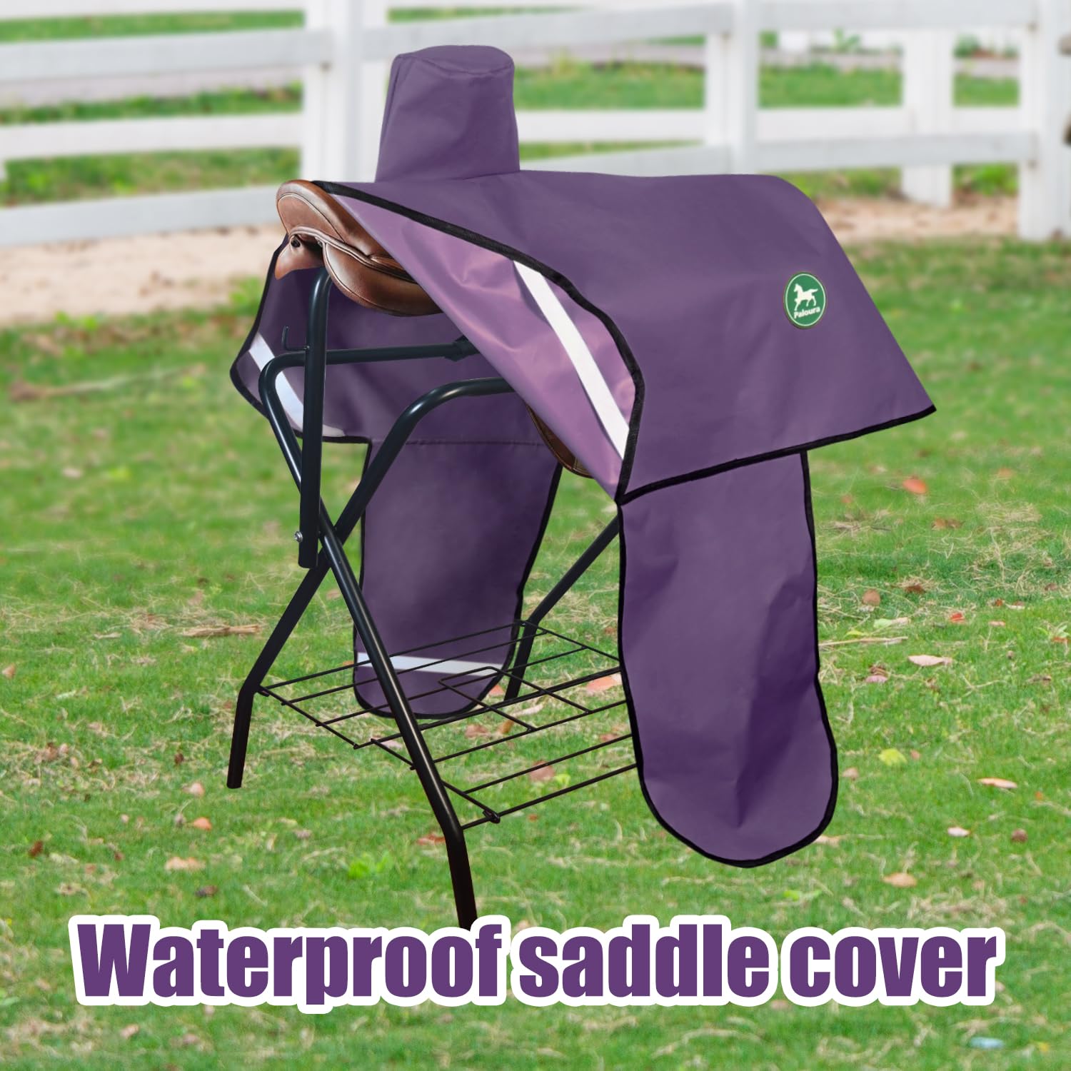 Paloura Saddle Cover folded-storage view illustrating compact portability for travel.