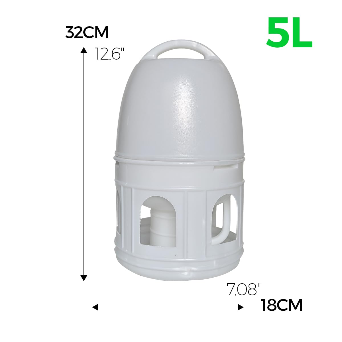 Panchitalk pigeon water dispenser front view emphasizes easy monitoring and quick refill.