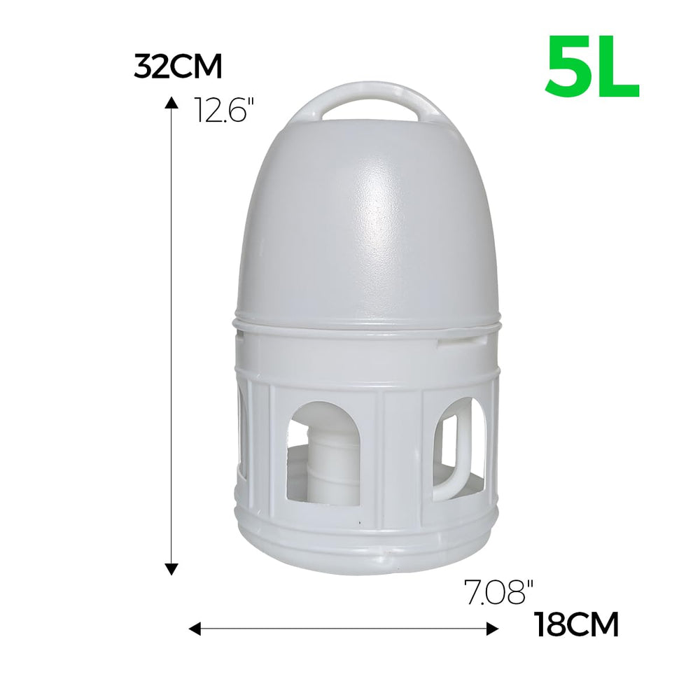 Panchitalk pigeon water dispenser front view emphasizes easy monitoring and quick refill.