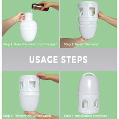 Panchitalk water dispenser with handle demonstrates easy carrying and placement flexibility.