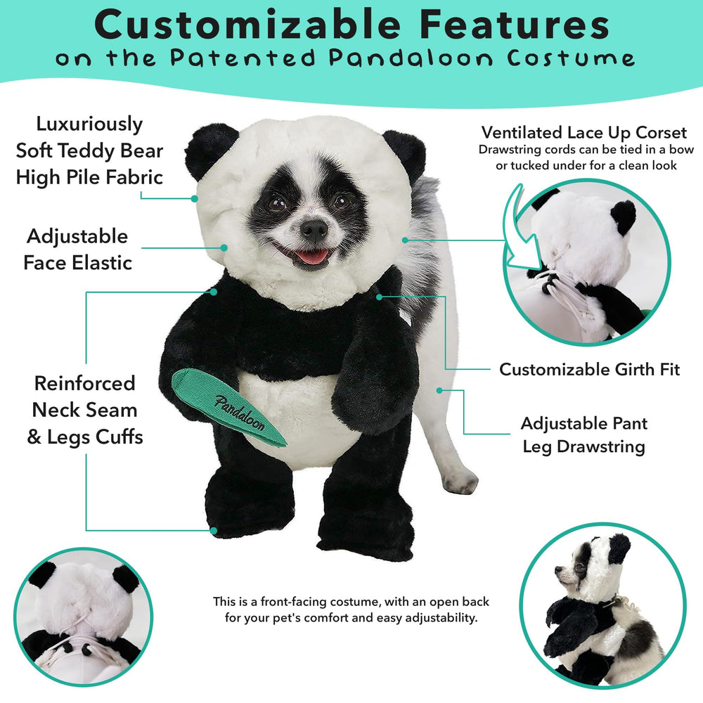 Pandaloon adjustable girth and leg-length image demonstrates customizable harness-like fit.