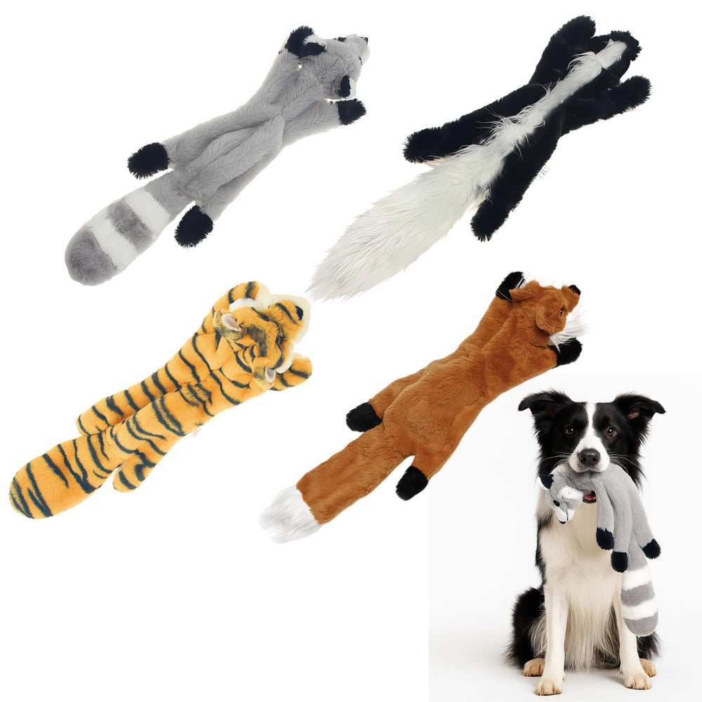 PandySarp fox no-stuffing toy closeup for gentle interactive play and squeak fun.