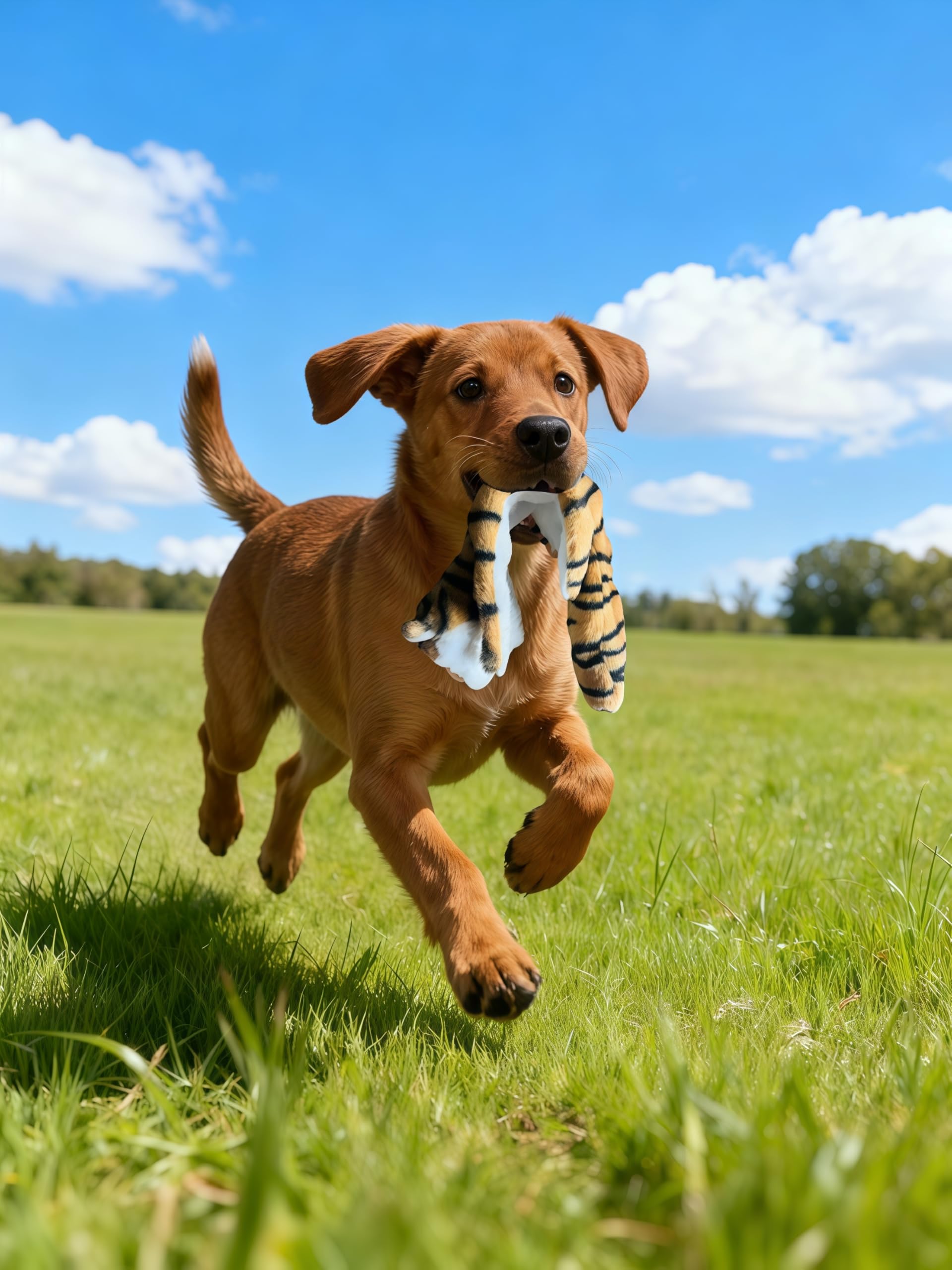 PandySarp small to medium dogs playtime scene with interactive squeak rewards.