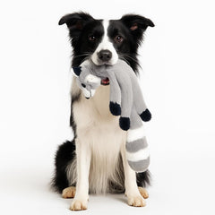 PandySarp tiger no-stuffing toy action shot supports active fetch and chew sessions.
