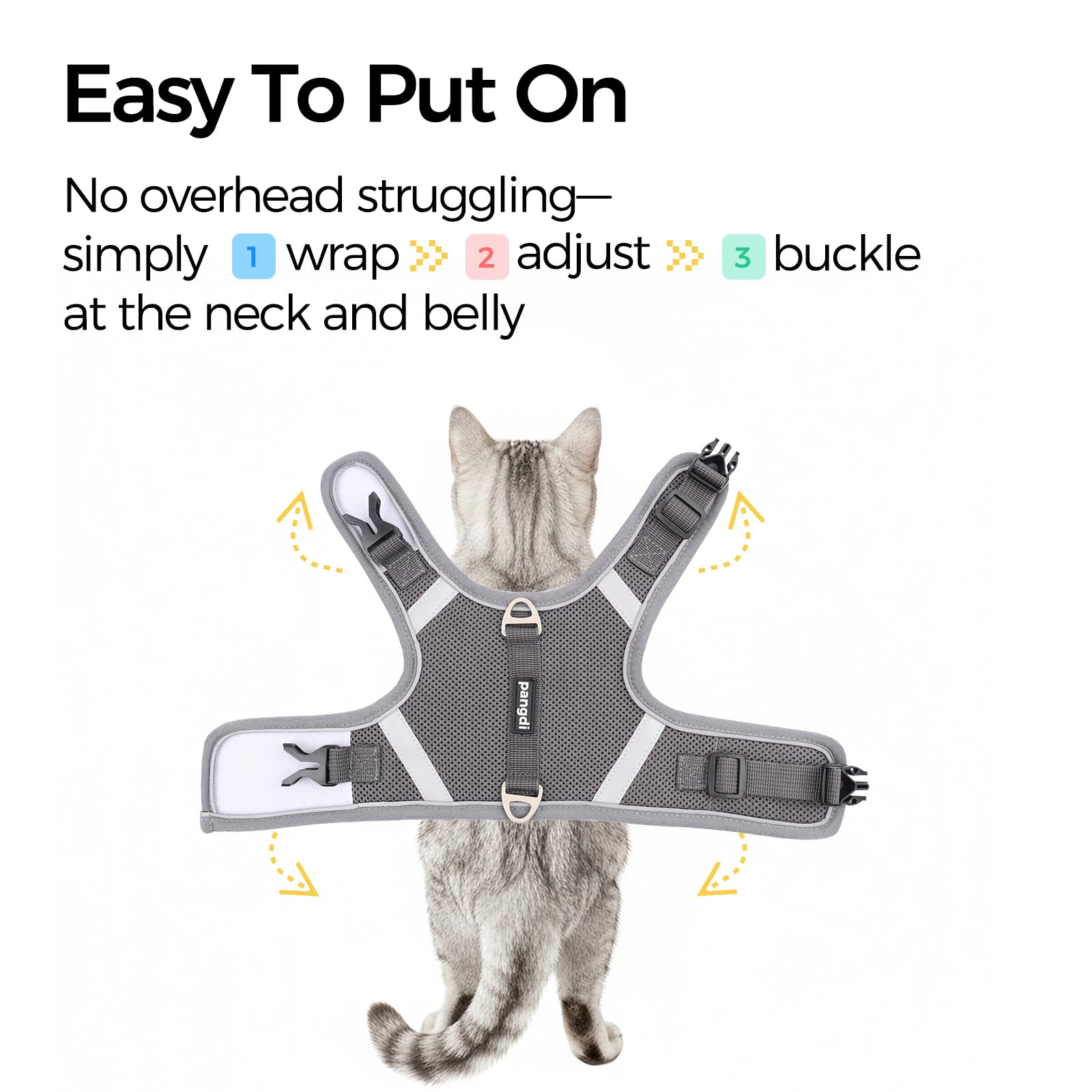 Pangdi cat harness escape-proof grey XX-Large compact packaging display