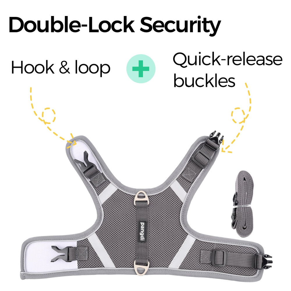 Pangdi cat harness escape-proof grey XX-Large reflective strips for visibility
