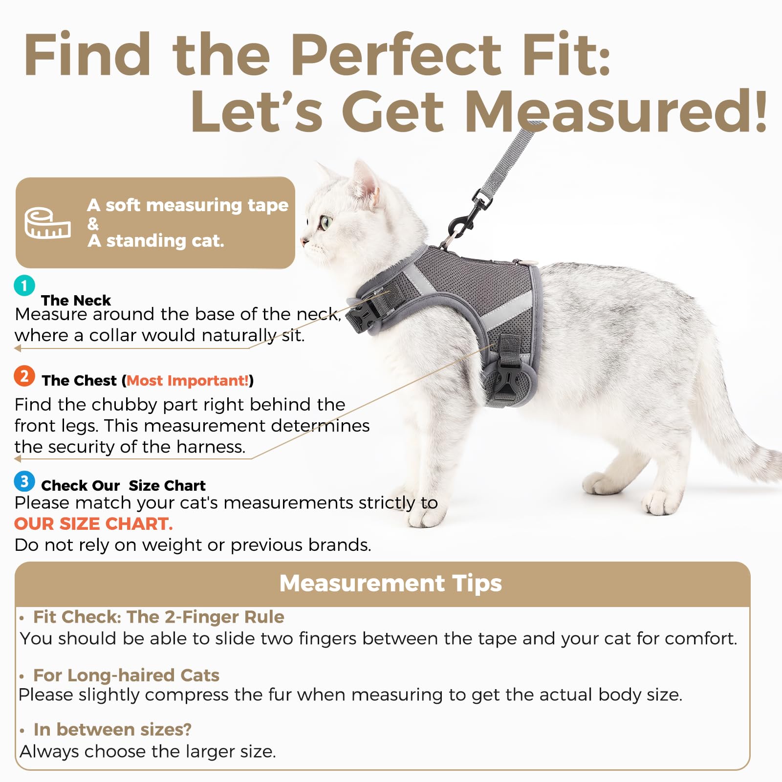 Pangdi cat harness escape-proof grey XX-Large side buckle detail for easy adjustments