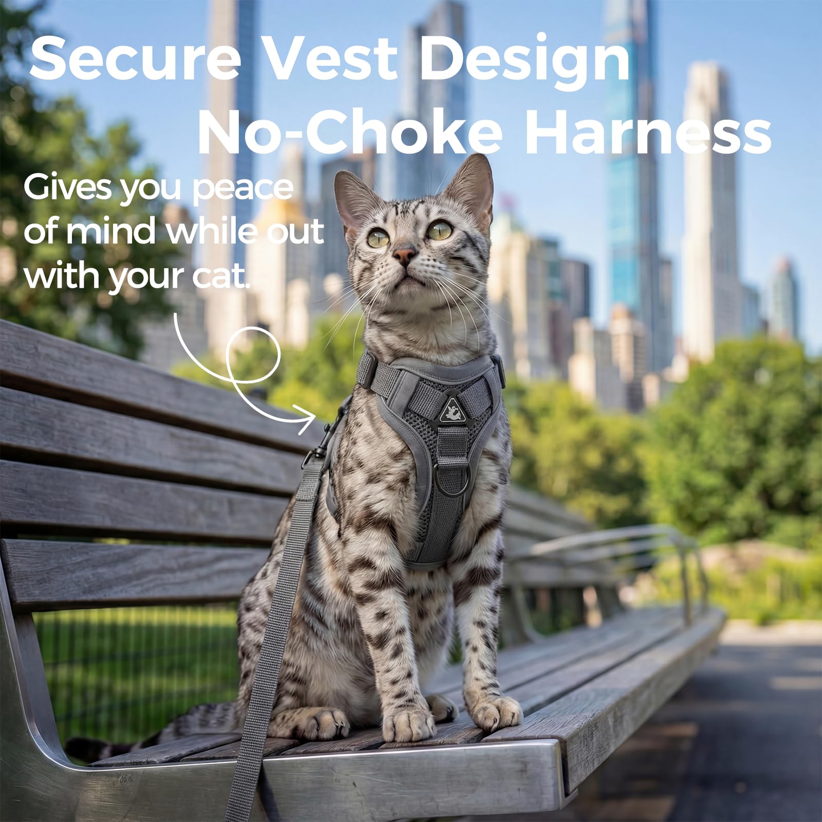 pangdi Cat Harness reflective strip boosts night visibility for safer evening strolls.