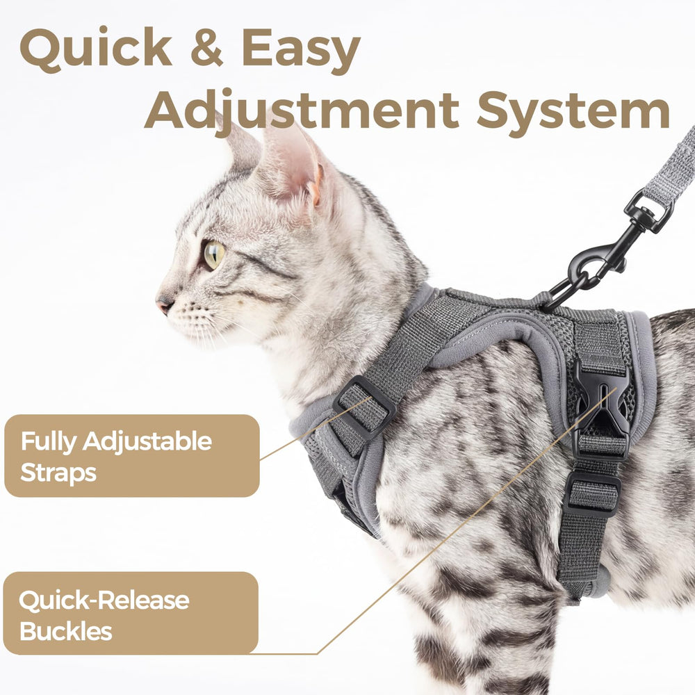 Pangdi cat leash attached to harness provides easy control while keeping your cat close.