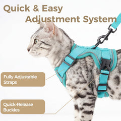 pangdi cat leash set xl turquoise attached leash provides easy control during outings.