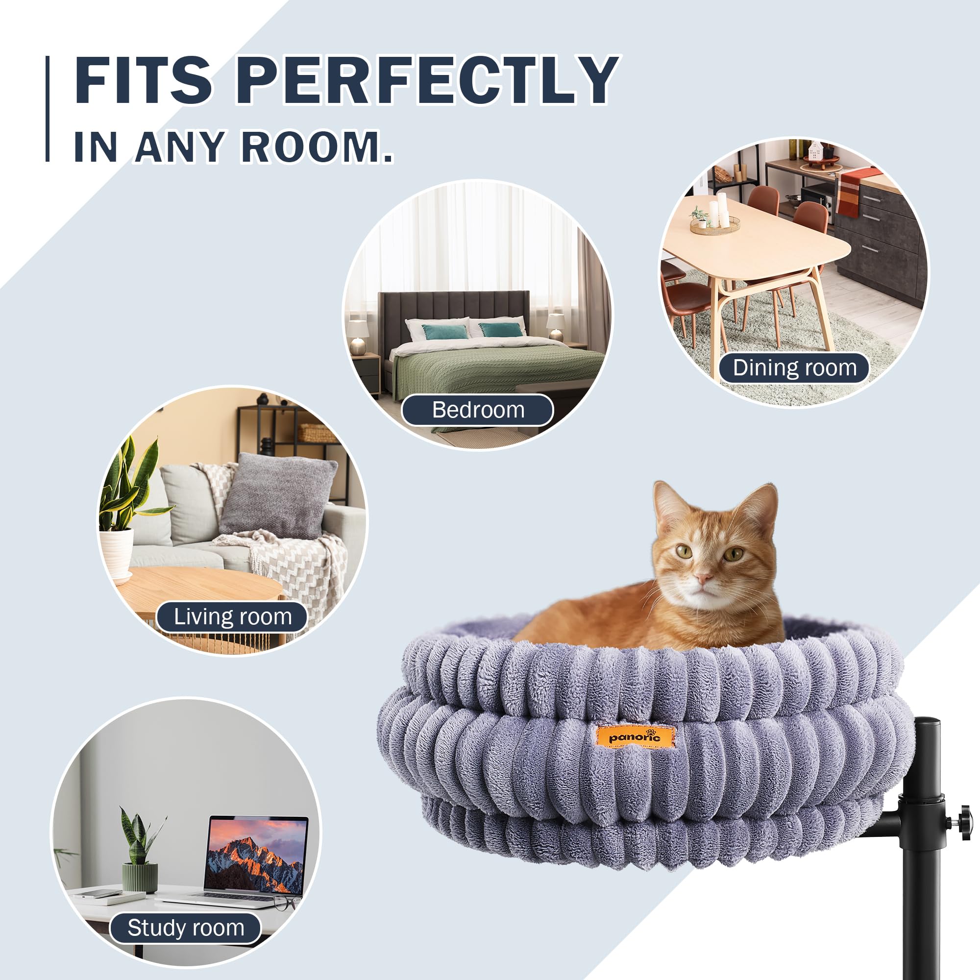 PANORIC Cat Desk Bed versatile placement for home office and living spaces.