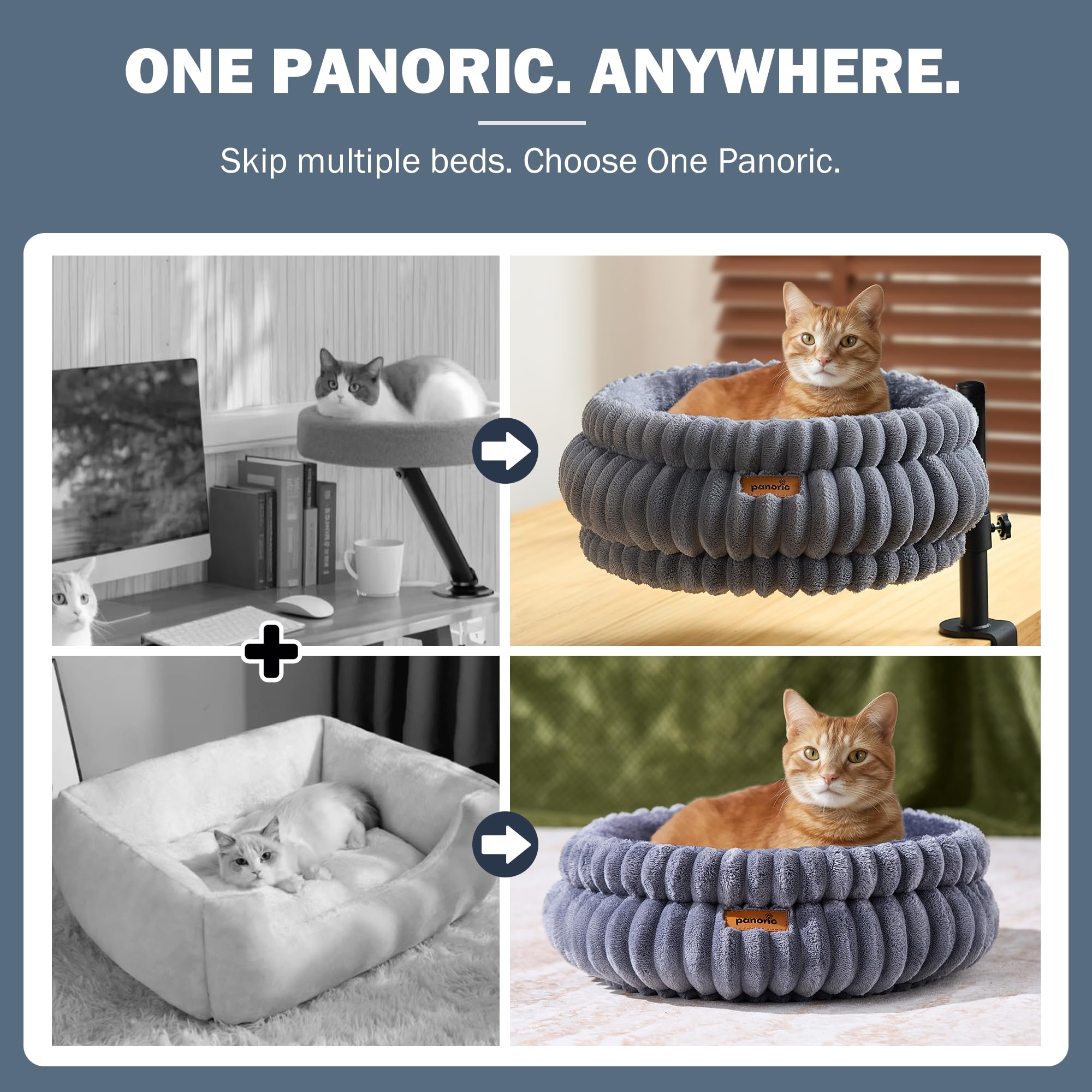 PANORIC Cat Desk Bed washable cover makes cleanup simple.
