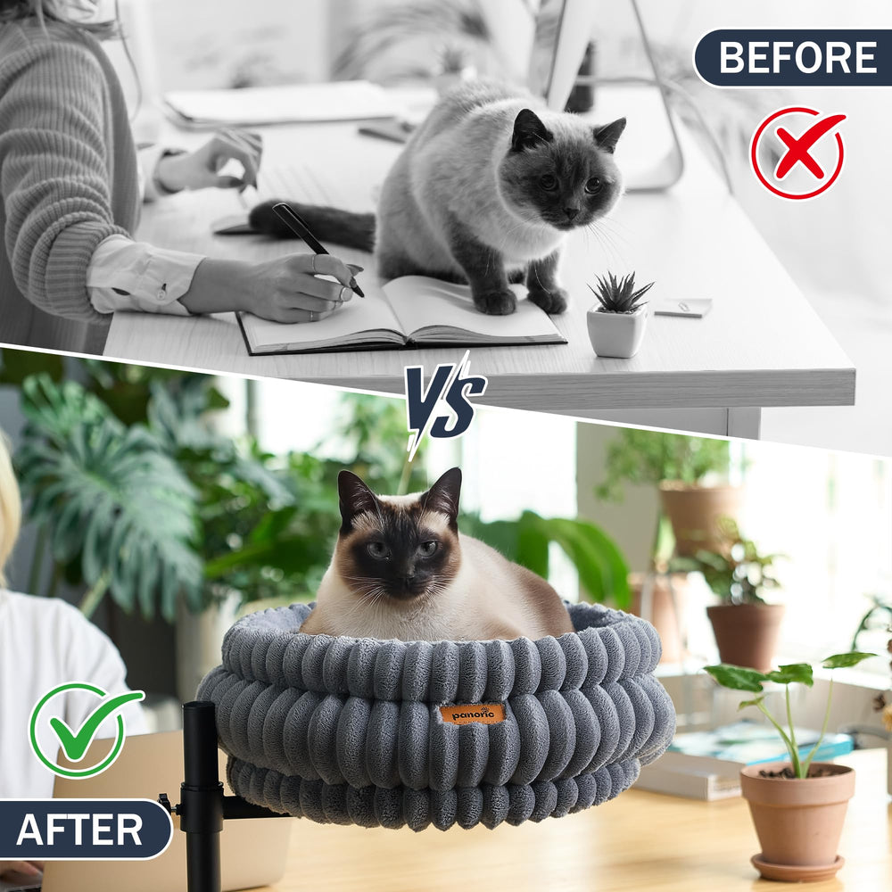 PANORIC Cat Desk Bed supports up to 40 lbs for most cats.