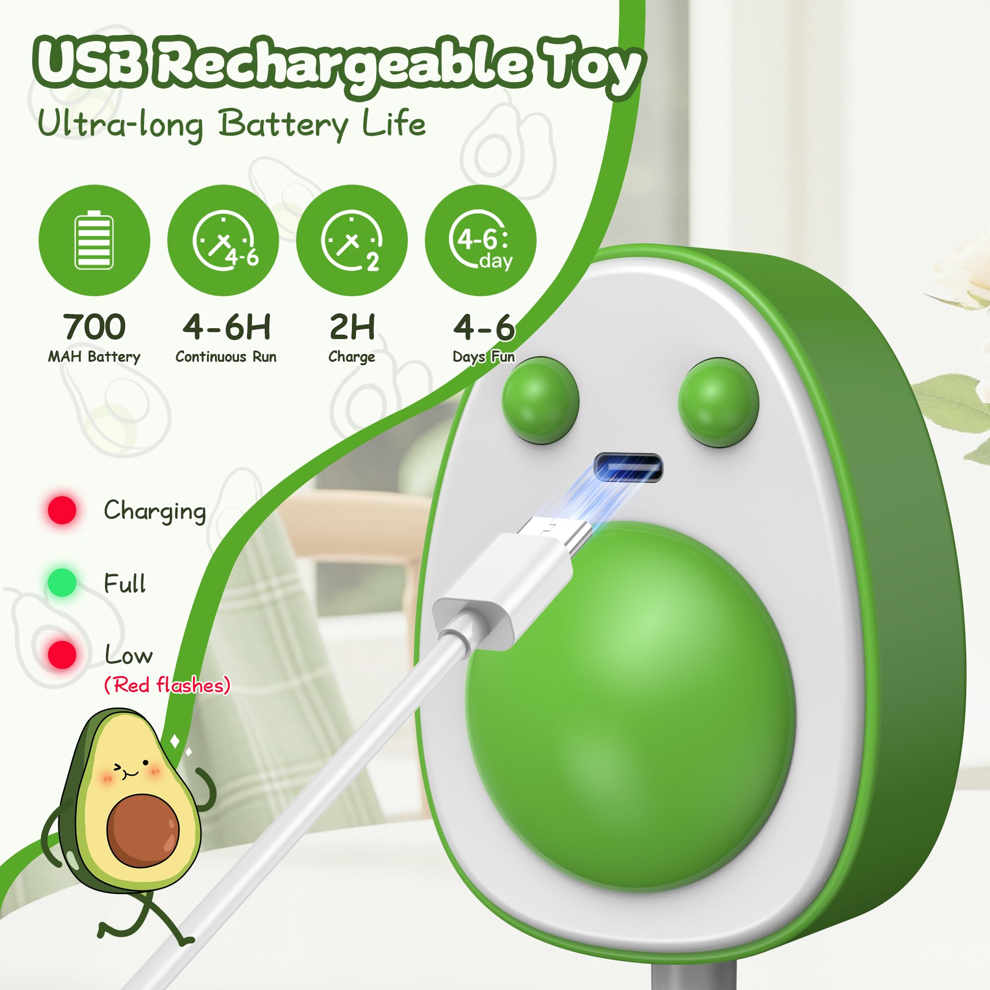 PANRIO avocado-shaped interactive toy adds playful variety to playtime.