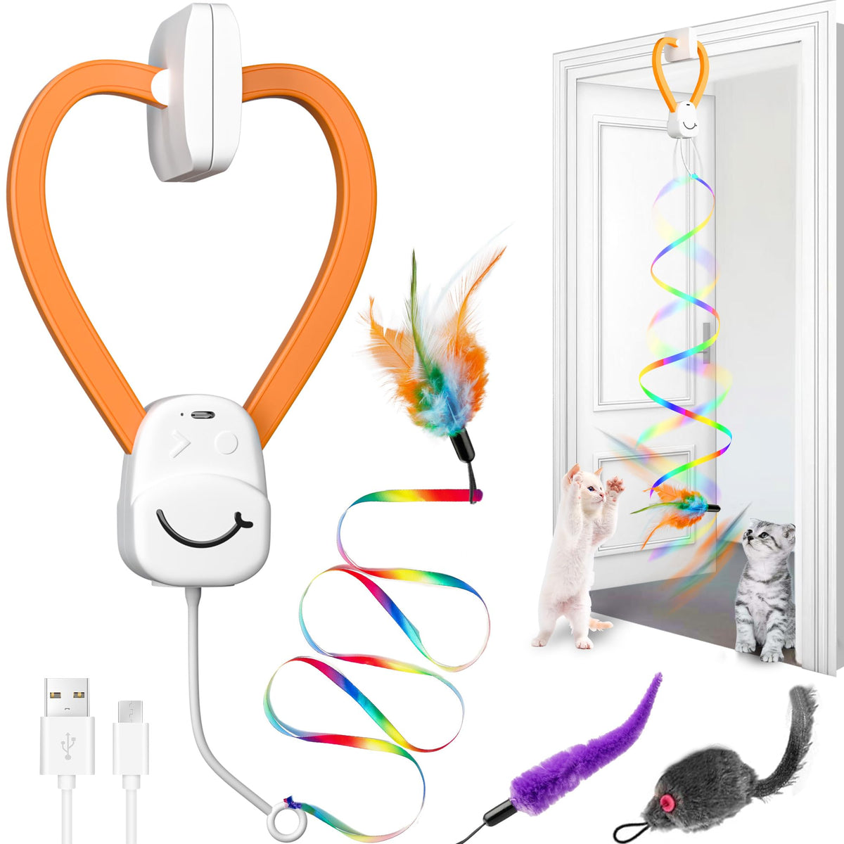 PANRIO Interactive Cat Toy 360° rotation boosts indoor play and hunting-like movement
