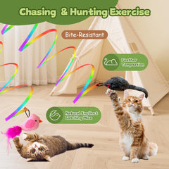 PANRIO ribbon wand teaser encourages rapid pounce and exercise.