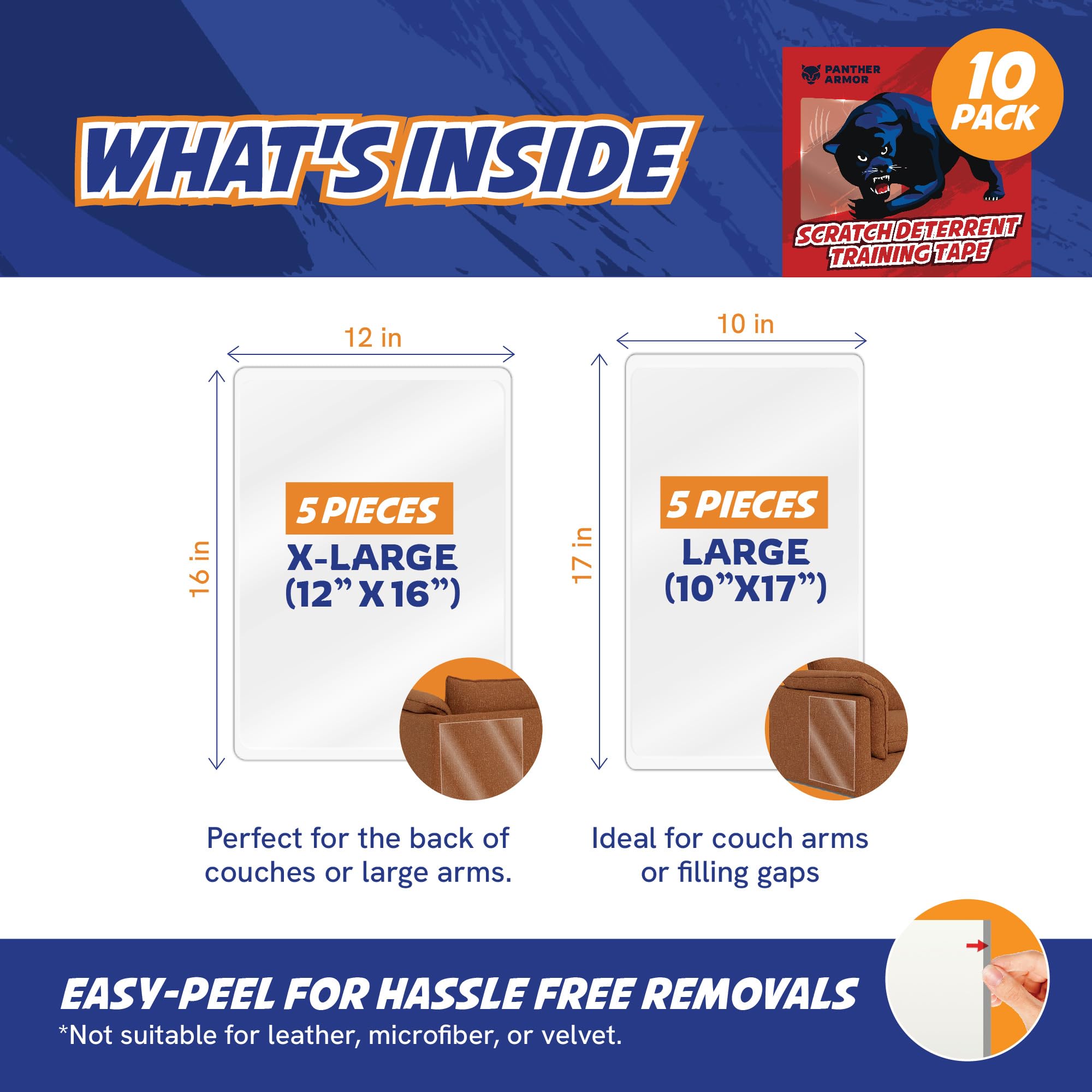 Panther Armor 10-sheet pack includes XL and Large sizes for versatile coverage.