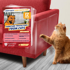 Panther Armor 12-pack scratch sheets unfolded to protect a sofa from cat claws.