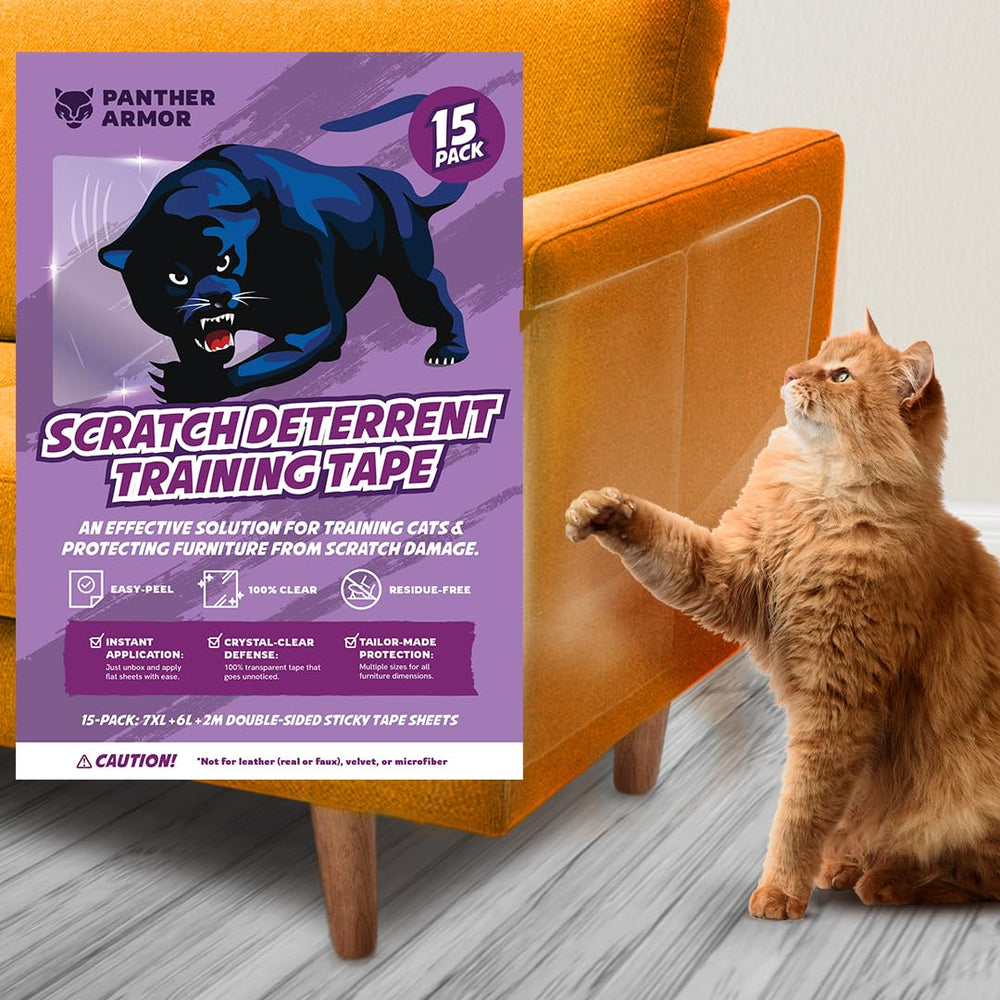 Panther Armor 15-pack cat scratch tape sheets, clear and discreet furniture protection