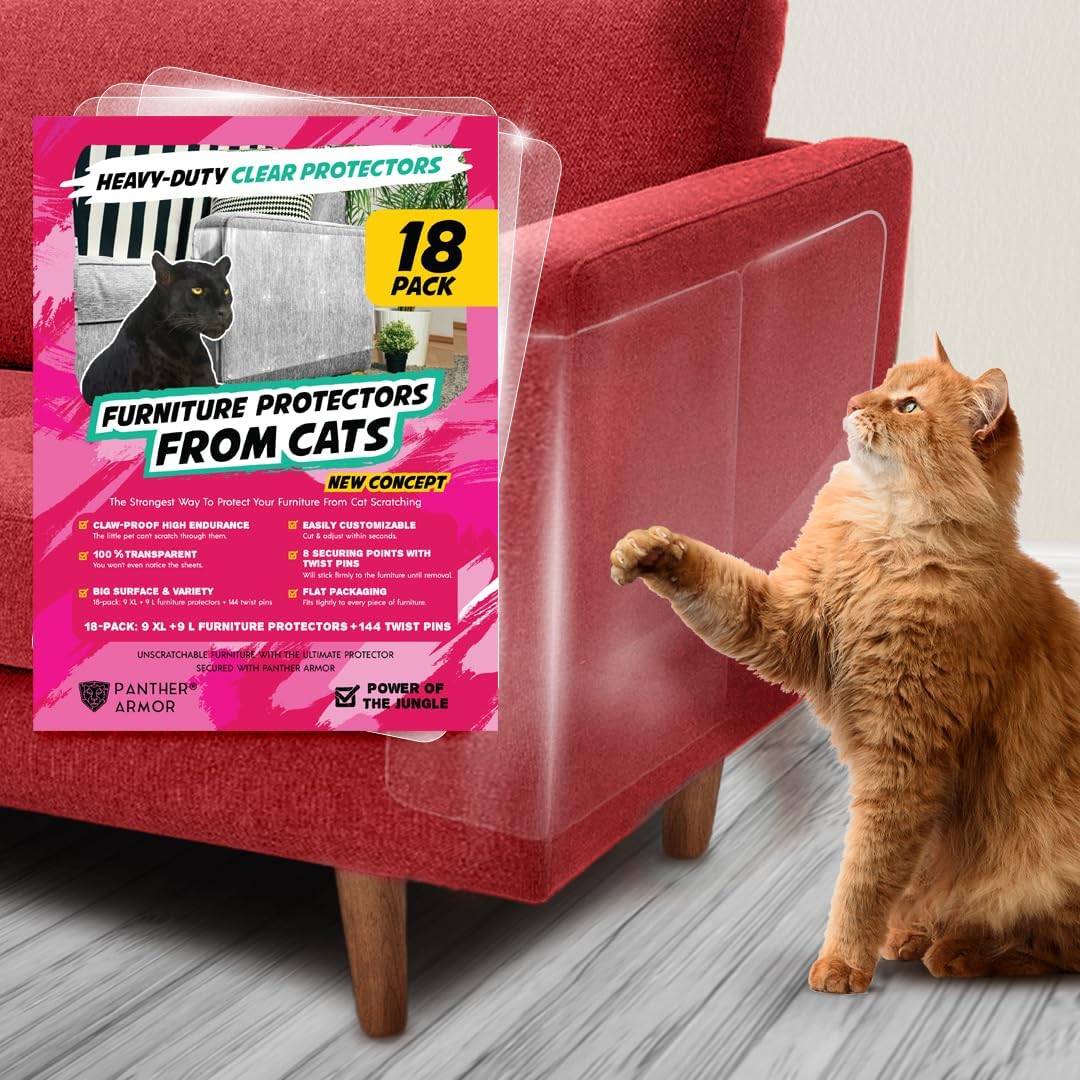 Panther Armor scratch protector sheets on a sofa protecting from cat claws.