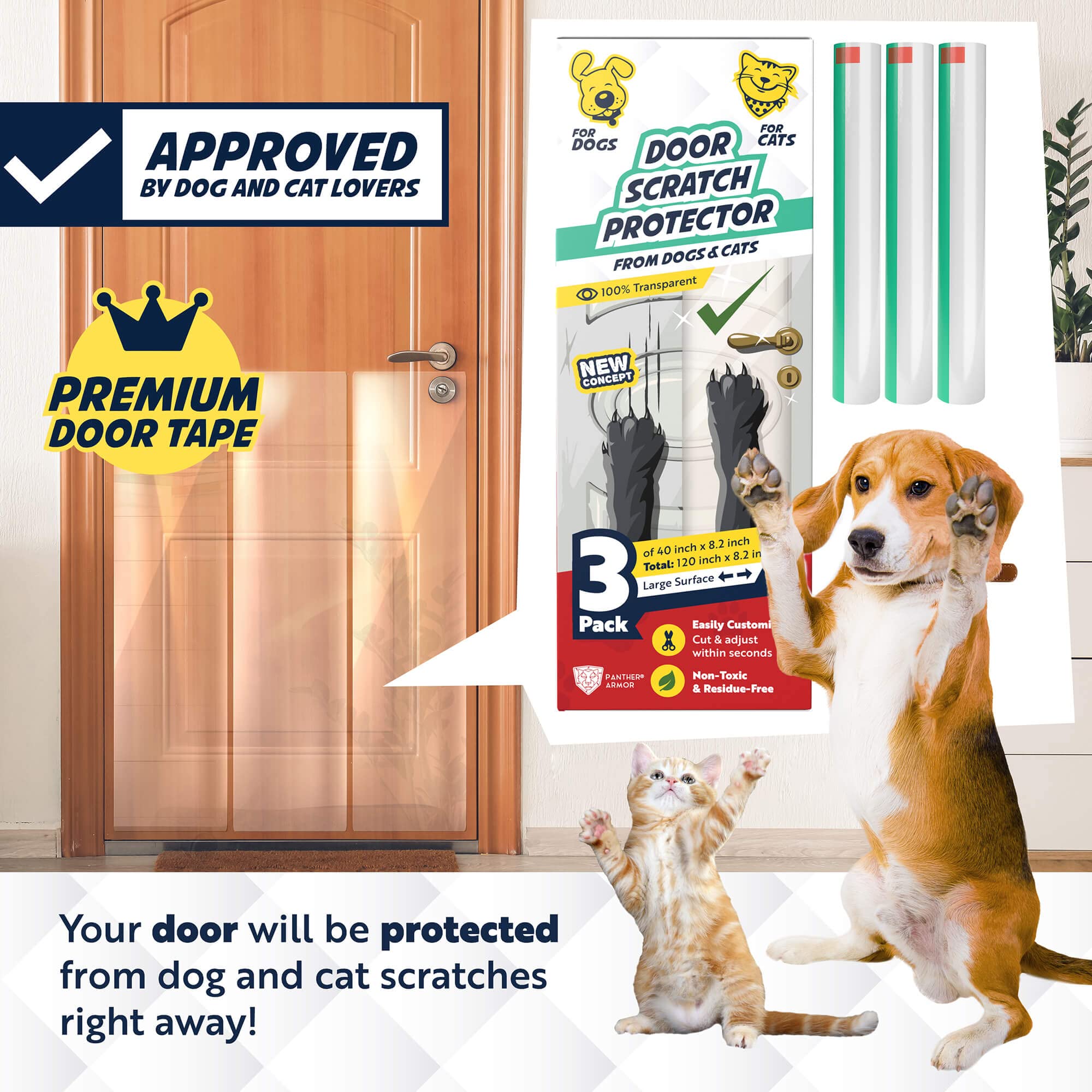 Panther Armor 3-pack packaging demonstrates easy-swap protection for multiple doors
