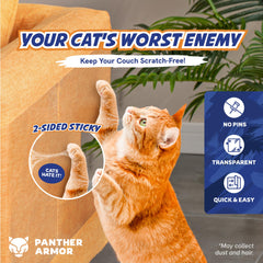 Panther Armor clear protector on sofa blends invisibly with fabric.