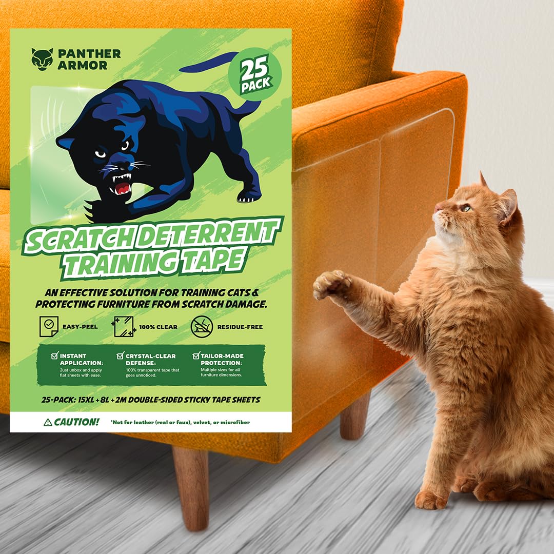 Panther Armor double-sided deterrent sheets protect furniture from cat scratches.