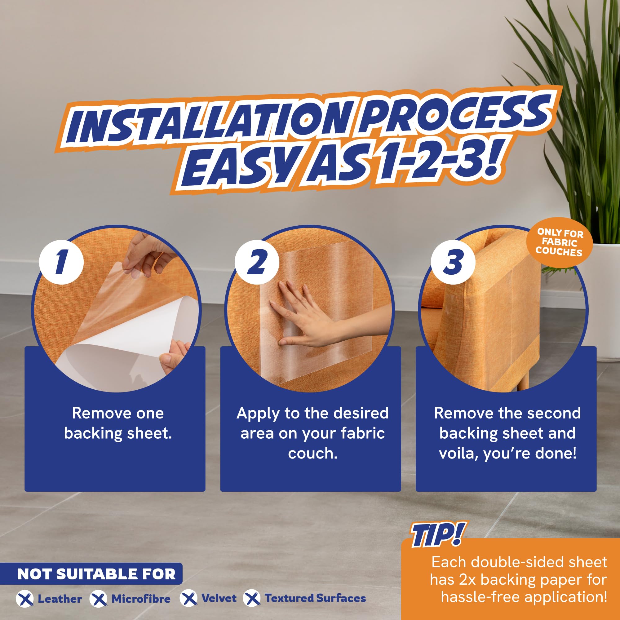 Panther Armor easy-apply peel tabs enable quick setup on cushions.