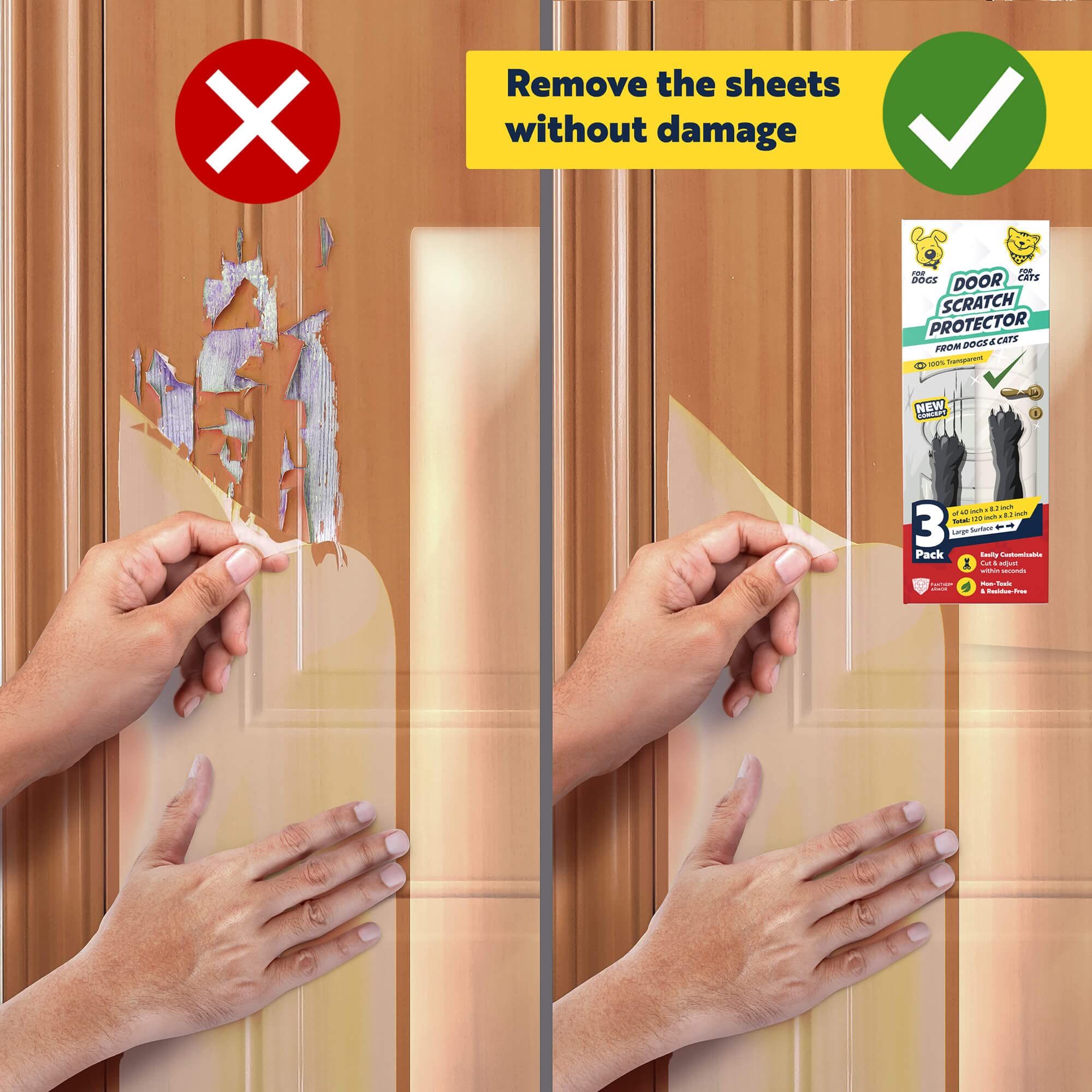 Panther Armor no-residue removal preserves door appearance after shield removal