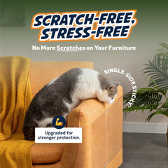 Panther Armor scratch sheets applied to couch arm to shield fabric from claws.