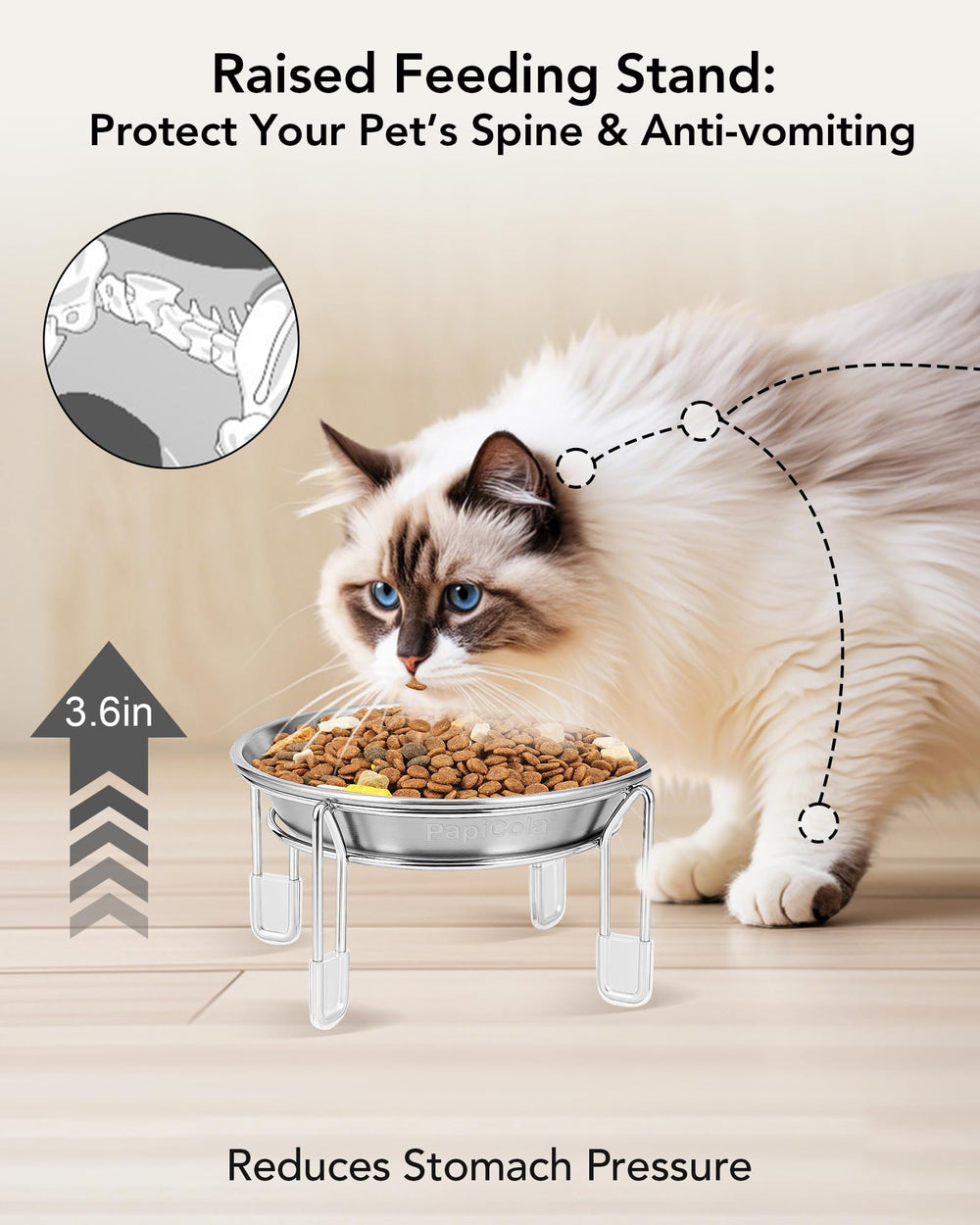 PapiCola Upgrade Elevated Cat Bowl 2-pack for cats and small dogs.
