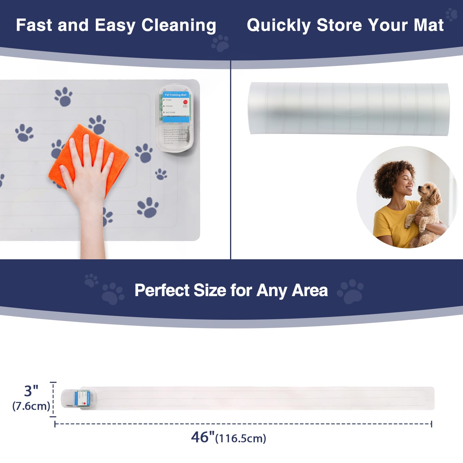 Easy-clean PAPARELA Scat Pet Shock Mat after use and storage