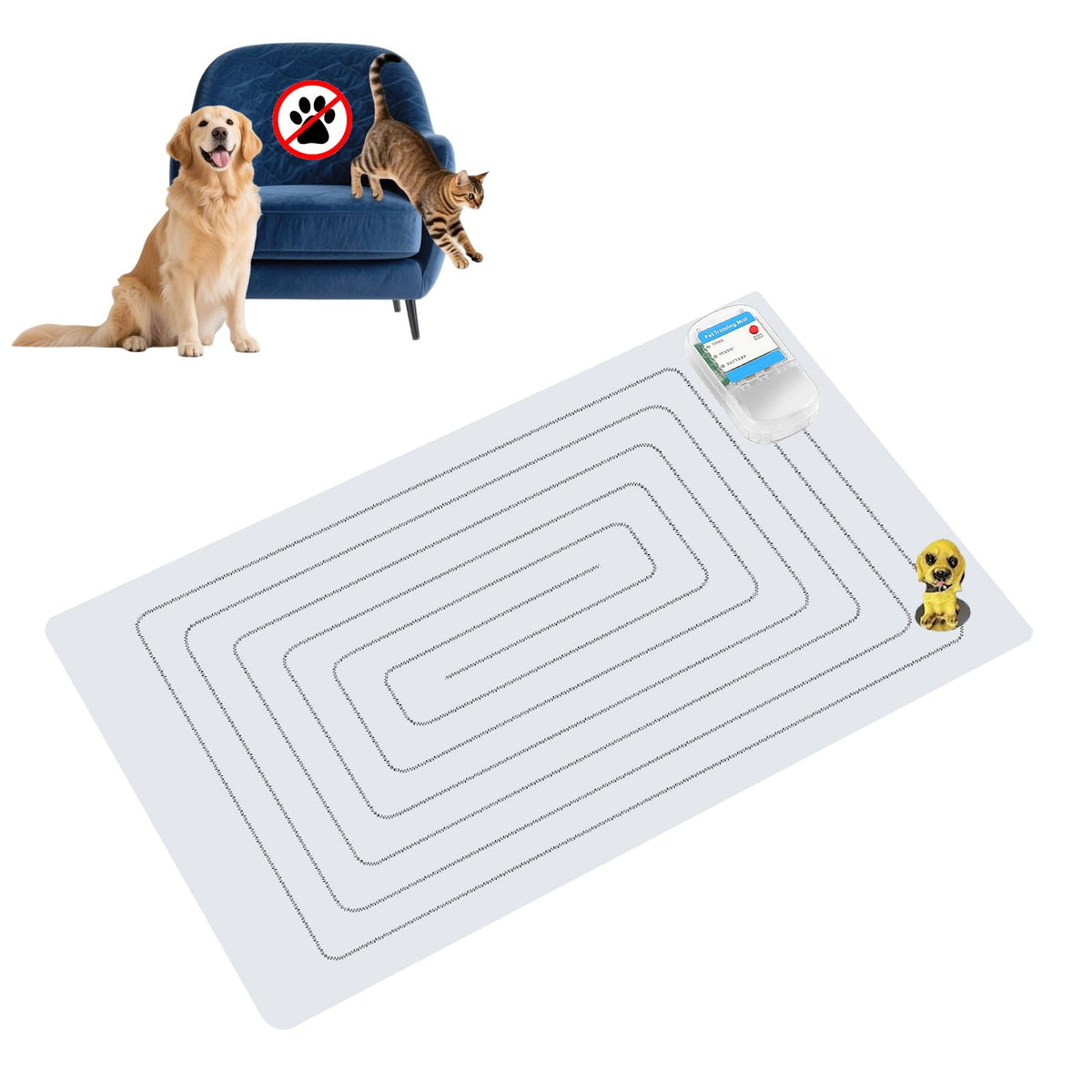 PAPARELA Scat Shock Mat 22x14 rectangle for indoor pet boundary training.