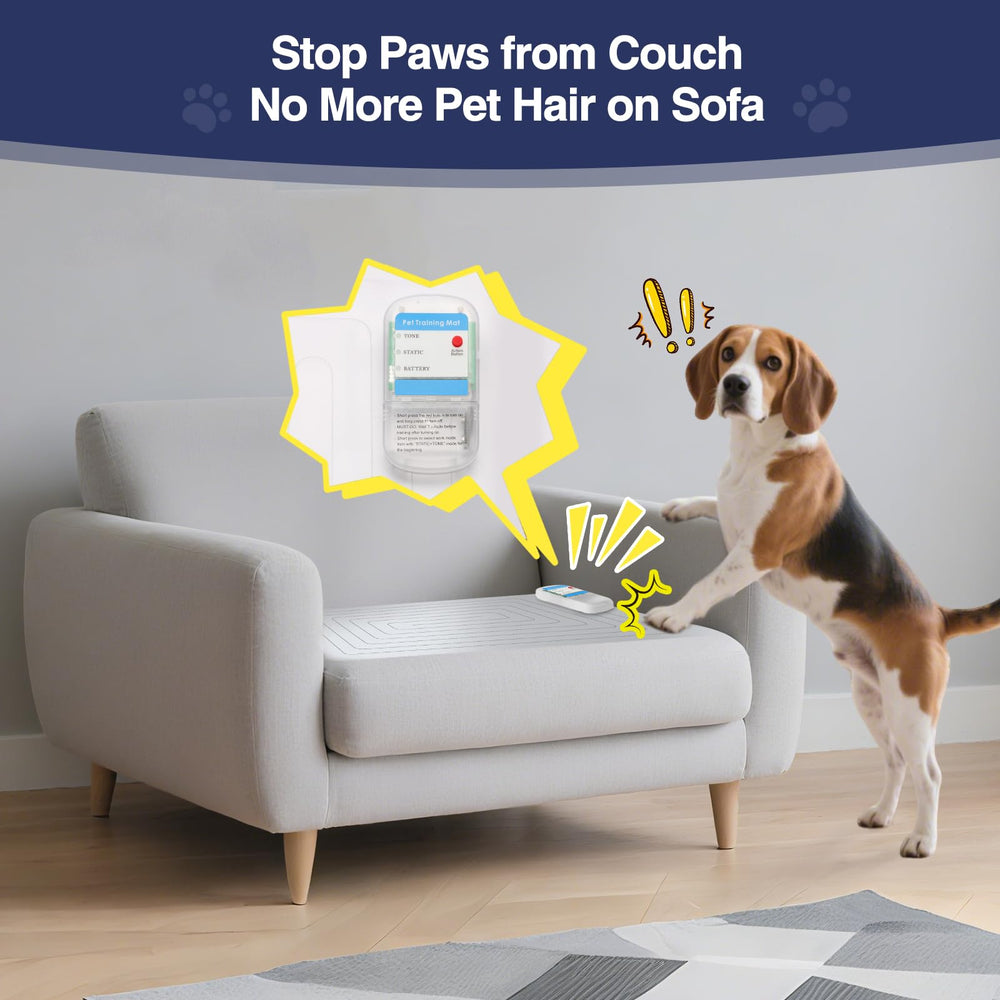 PAPARELA Scat Shock Mat on couch edge helps keep pets off furniture