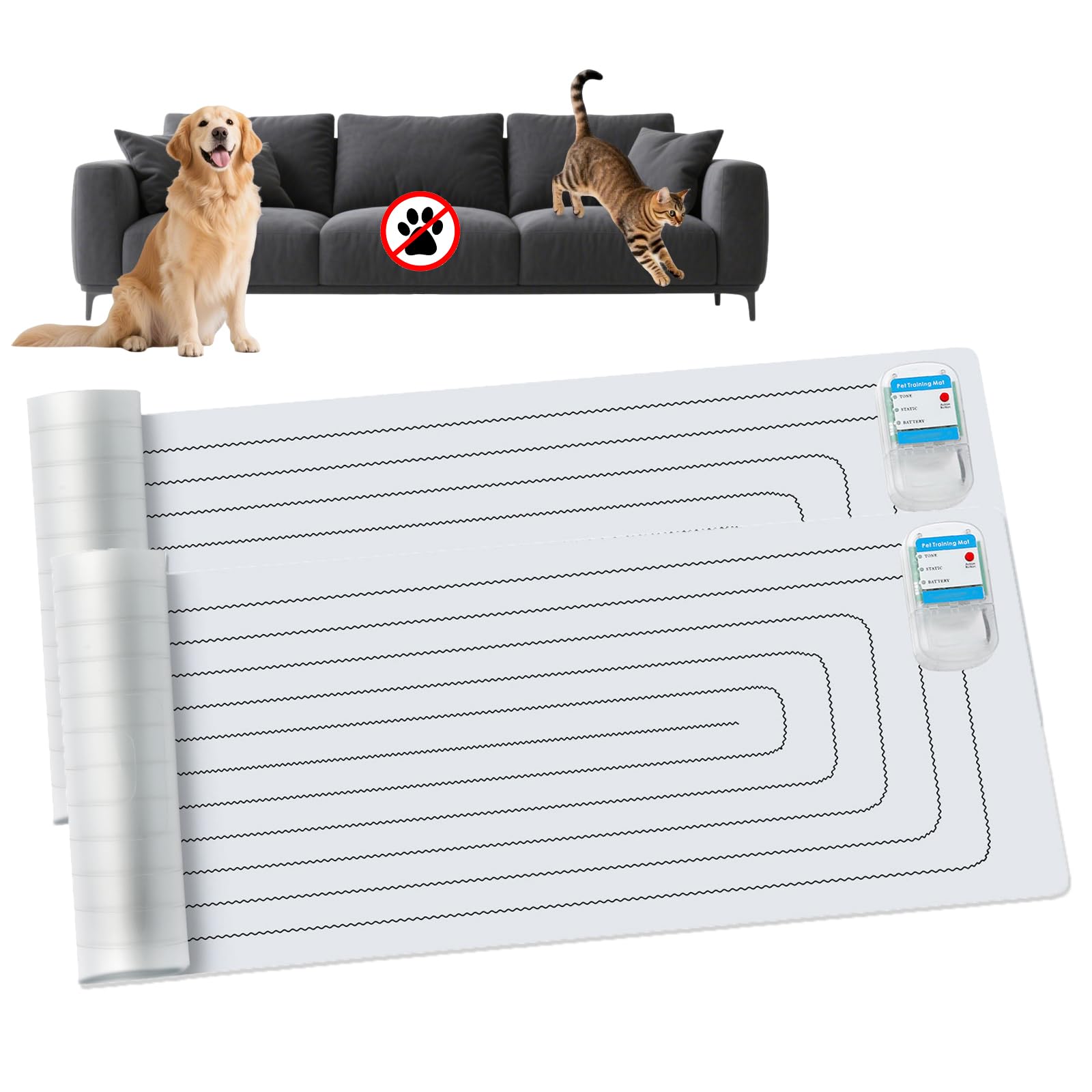 PAPARELA Scat Shock Mat setup on a counter to deter pets.