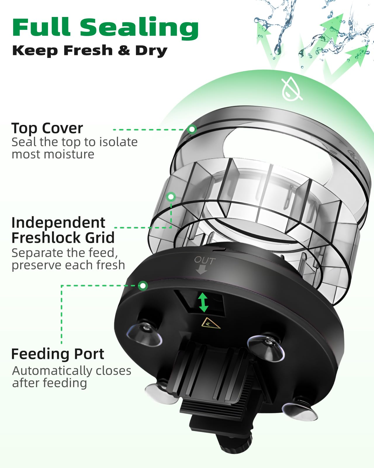 Papettly automatic fish feeder dispenses precise 2 g portions for balanced meals.