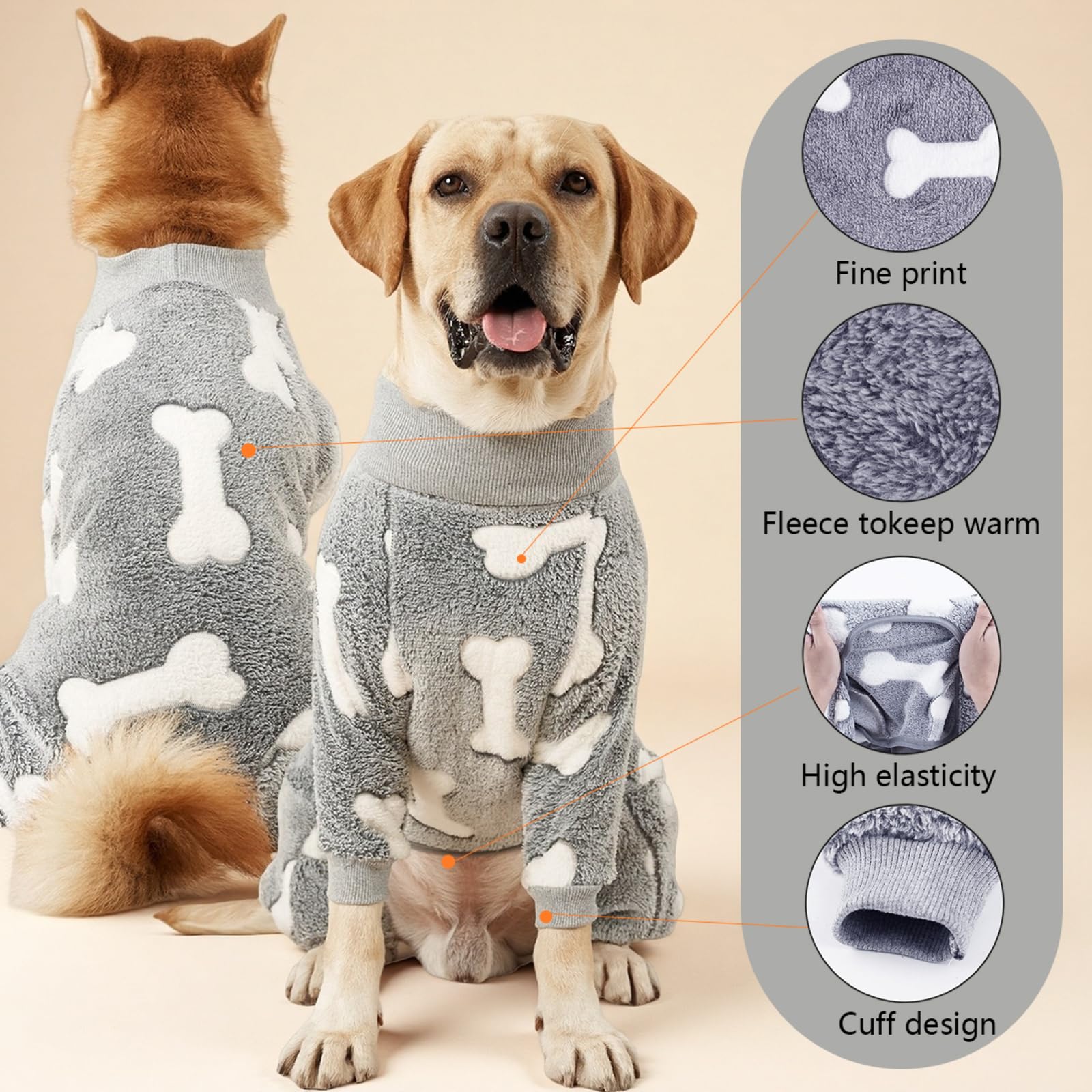 PAPIAMEN dog pajamas stretchy necklines and cuffs ensure a snug fit.