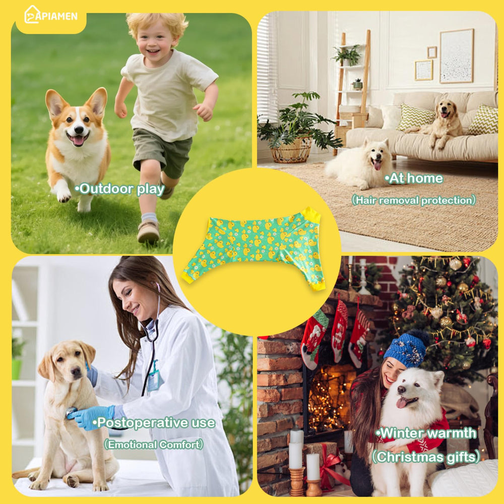 PAPIAMEN Funny Duck Dog Pajamas suited for winter to spring adventures.