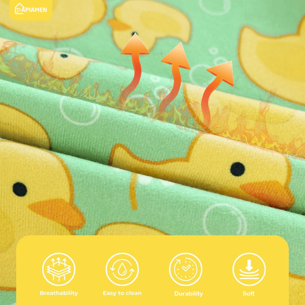 PAPIAMEN Funny Duck Dog Pajamas yellow duck-face close-up with breathable fleece.