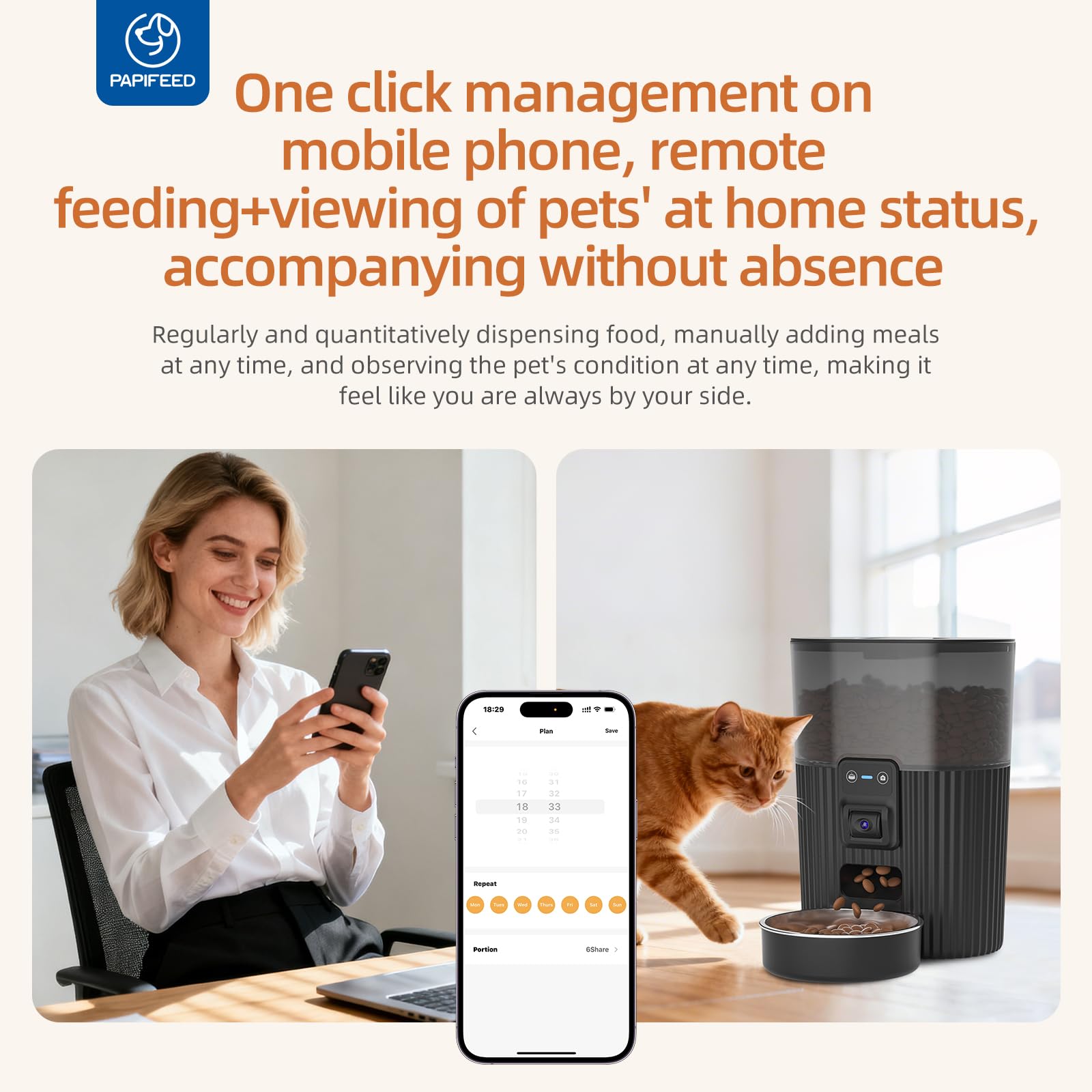 PAPIFEED adjustable camera-angle feature captures perfect pet view