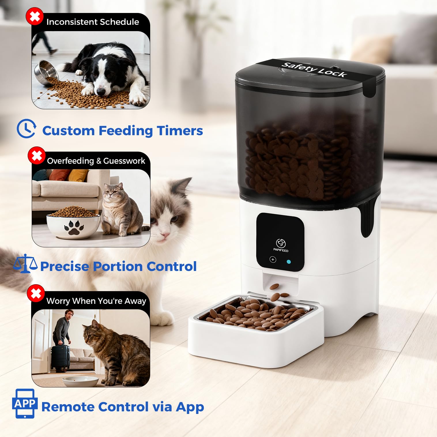 PAPIFEED Alexa-compatible feeder enabling voice-controlled feeding.