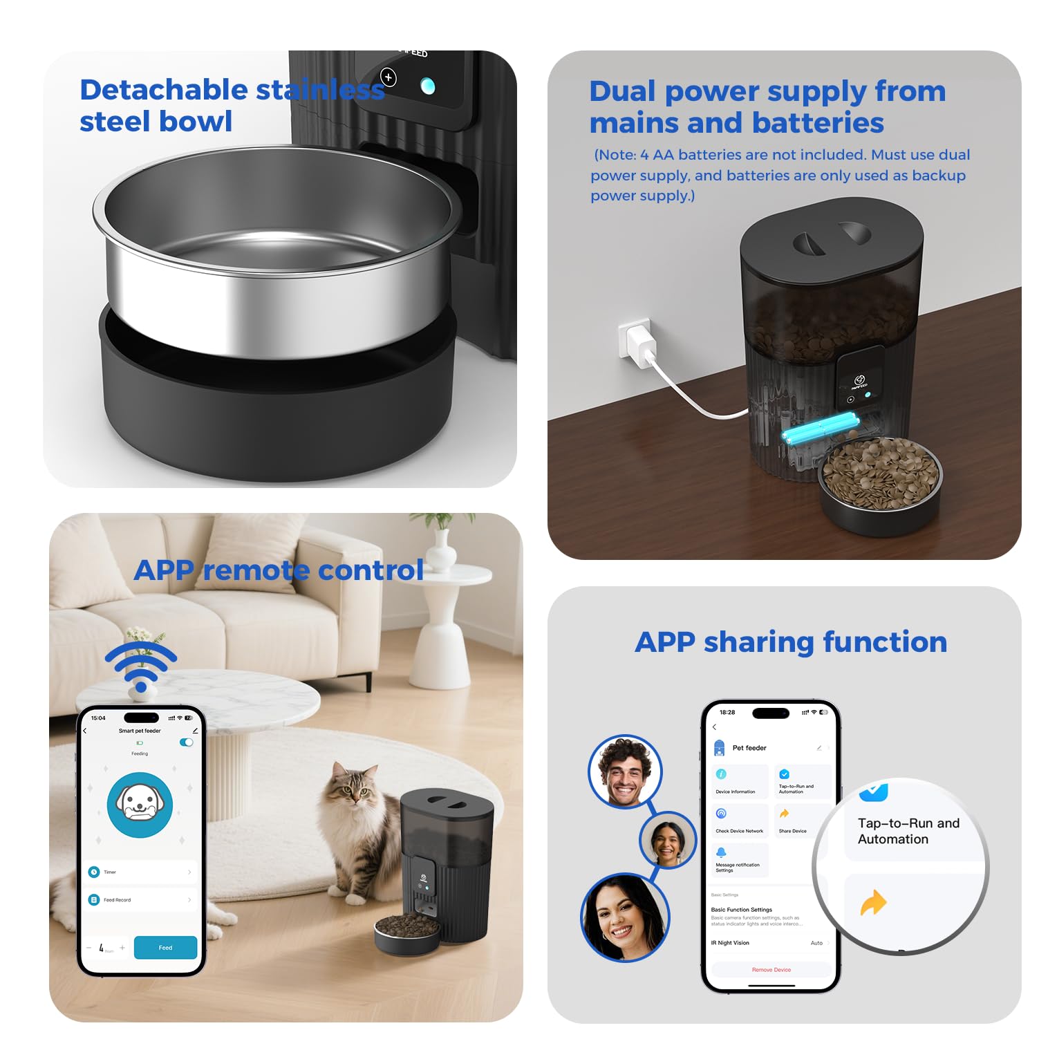 PAPIFEED feeder with 2.4G wifi connectivity for remote feeding setup.