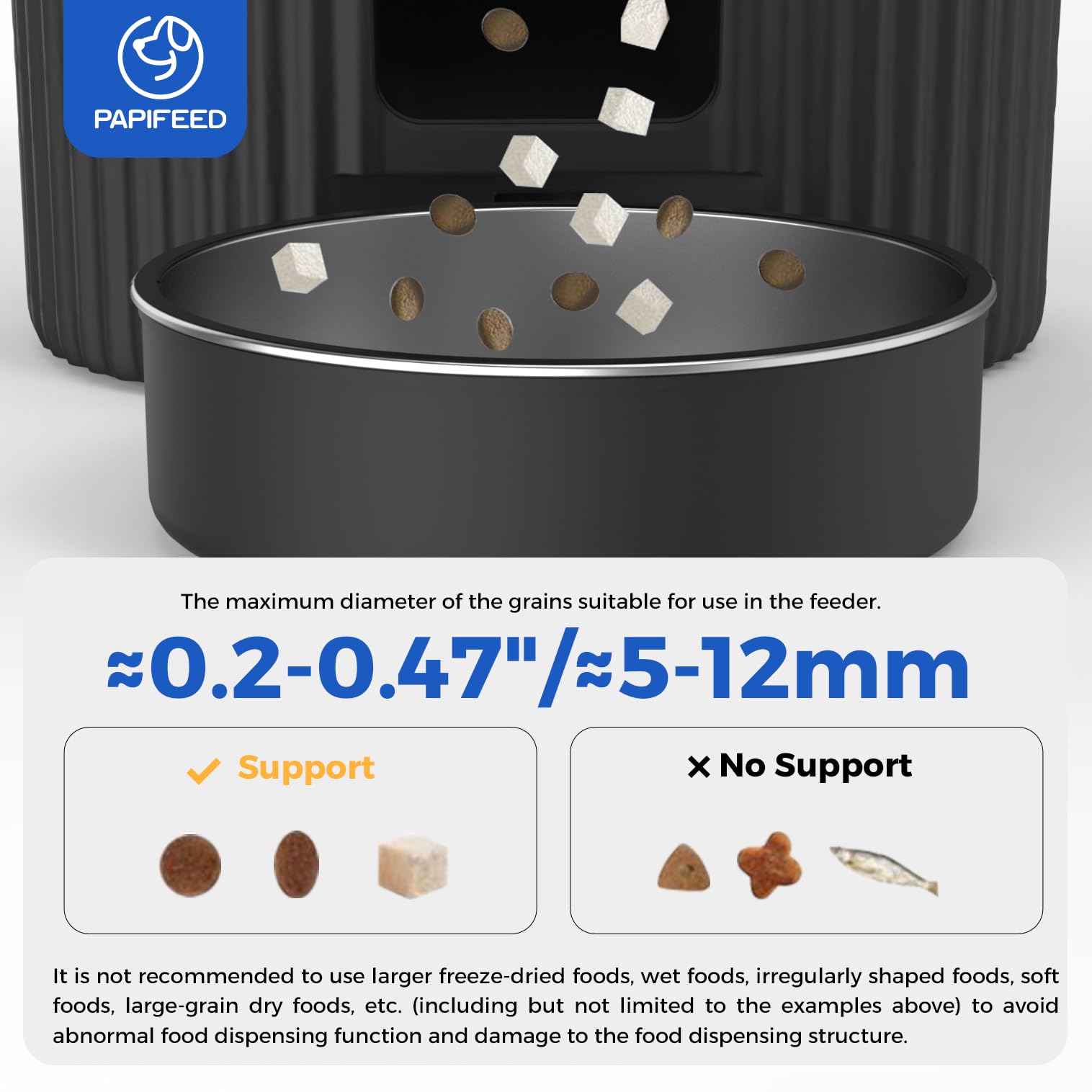 PAPIFEED automatic cat feeder compact design fits small spaces.