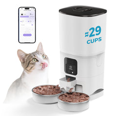 PAPIFEED automatic cat feeder dual bowls for two cats ensuring fair feeding.