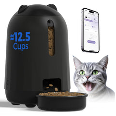 PAPIFEED automatic cat feeder front view showing on-time meals