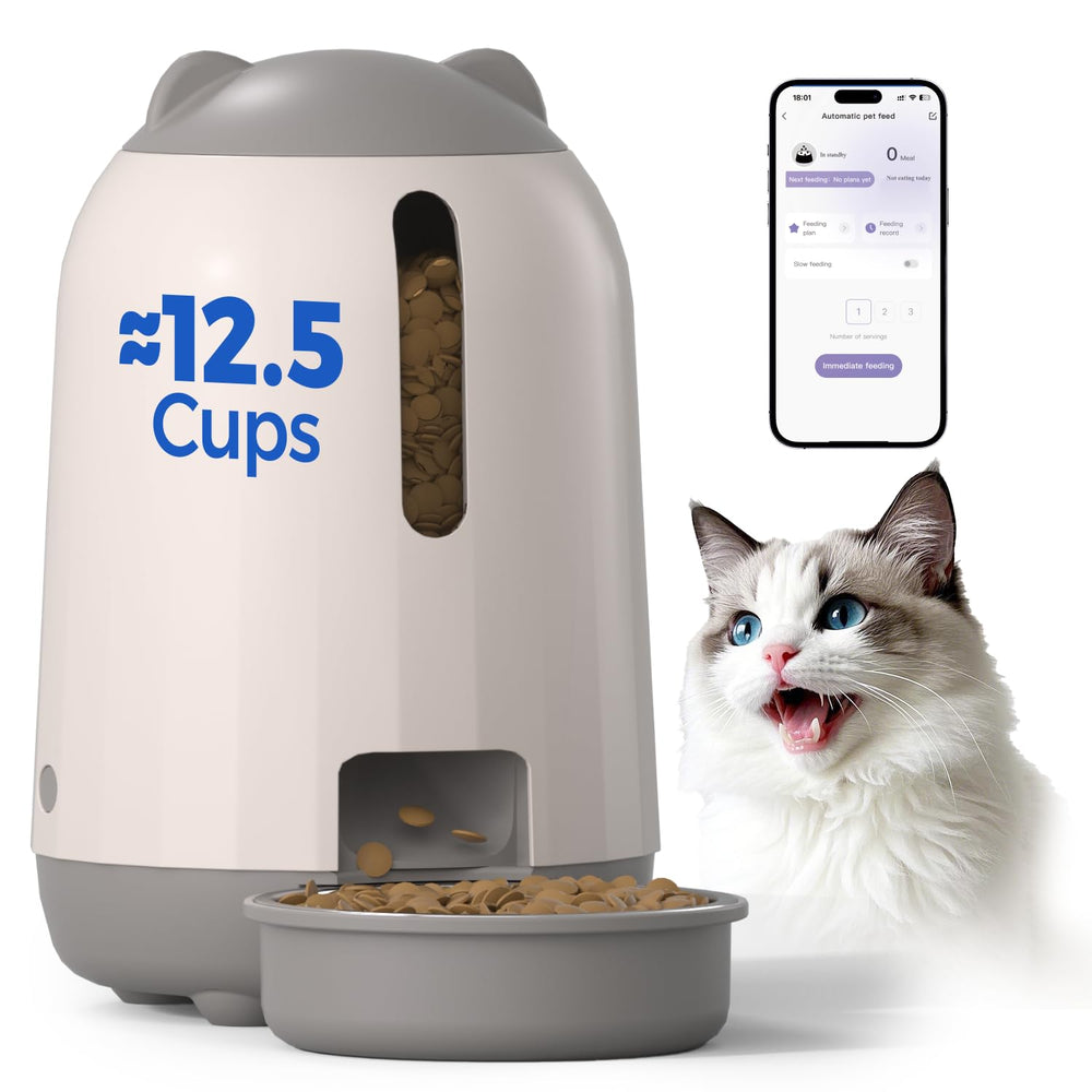 PAPIFEED automatic feeder with dual power supply keeps pets fed during outages.