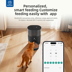 PAPIFEED automatic feeder side view highlighting app control and remote feeding.
